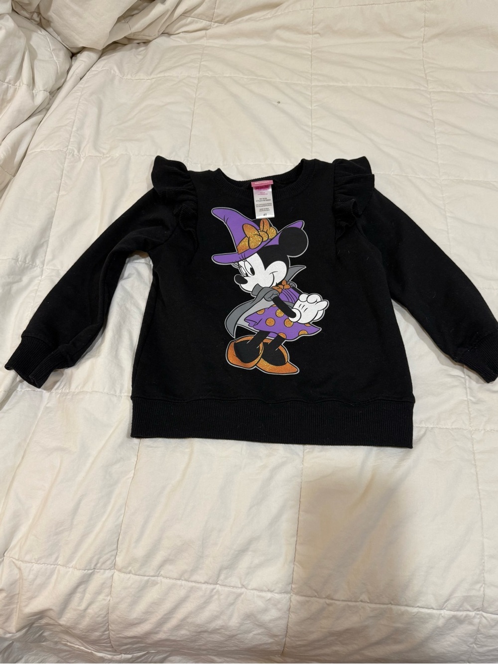 Disney Black Minnie Mouse Halloween Pullover with Purple and Orange Accents